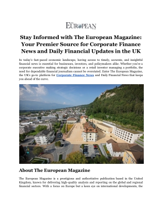 Stay Informed with The European Magazine_ Your Premier Source for Corporate Finance News and Daily Financial Updates in