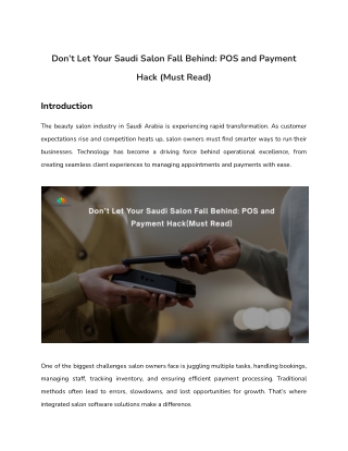 Don’t Let Your Saudi Salon Fall Behind POS and Payment  Hack(Must Read)