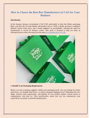 How to Choose the Best Box Manufacturer in UAE for Your Business