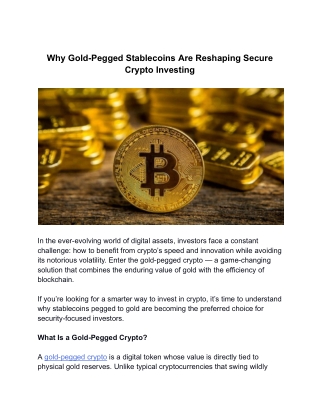 Why Gold-Pegged Stablecoins Are Reshaping Secure Crypto Investing