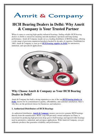 HCH Bearing Dealers in Delhi
