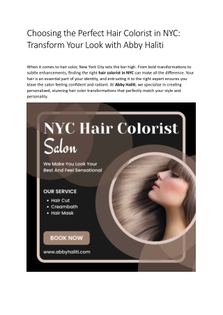 Choosing the Perfect Hair Colorist in NYC - Transform Your Look with Abby Haliti