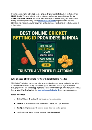 Best Online Cricket Betting ID Providers in India_ Trusted & Verified Platforms