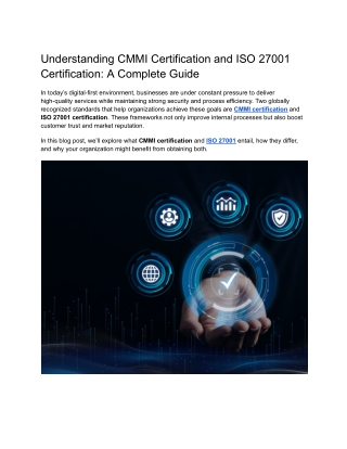 understanding cmmi certification and iso 27001