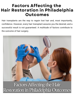 Factors Affecting the  Hair Restoration in Philadelphia Outcomes