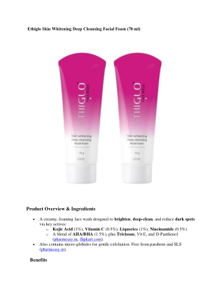 Ethiglo Skin Whitening Deep Cleansing Facial Foam