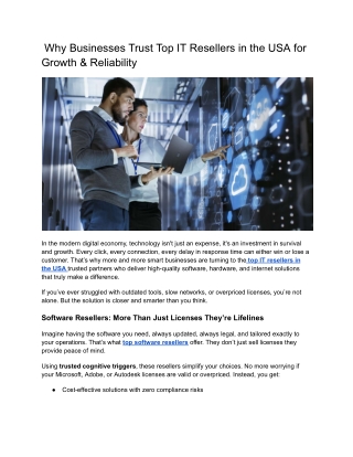 Why Businesses Trust Top IT Resellers in the USA for Growth & Reliability