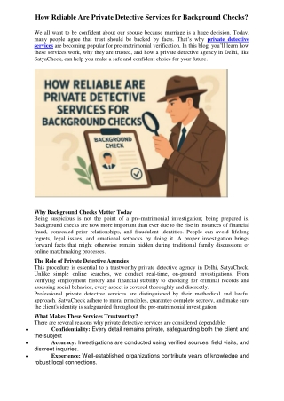 How Reliable Are Private Detective Services for Background Checks