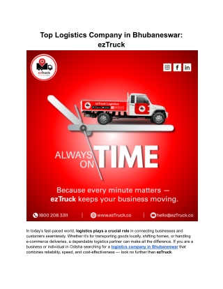 Top Logistics Company in Bhubaneswar_ ezTruck