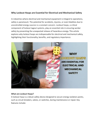Why Lockout Hasps are Essential for Electrical and Mechanical Safety