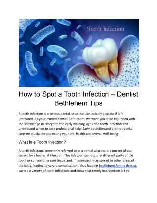 How to Spot a Tooth Infection – Dentist Bethlehem Tips