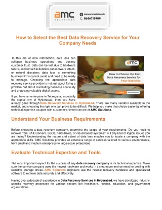 how to select the best data recovery service