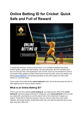Online Betting ID for Cricket  Quick Safe and Full of Reward