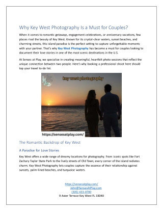Why Key West Photography Is a Must for Couples