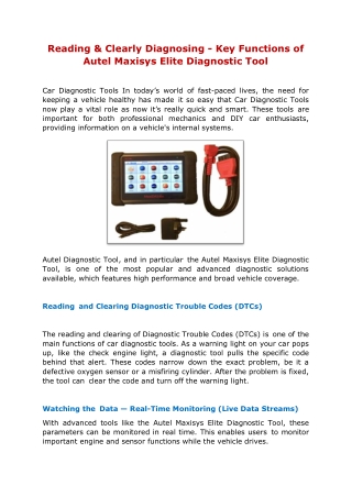 reading clearly diagnosing key functions of autel