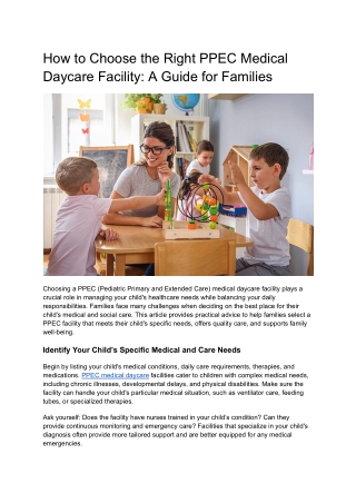 How to Choose the Right PPEC Medical Daycare Facility_ A Guide for Families