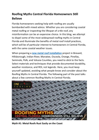 Roofing Myths Central Florida Homeowners Still Believe