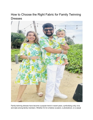 How to Choose the Right Fabric for Family Twinning Dresses