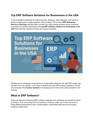 Top ERP Software Solutions for Businesses in the USA