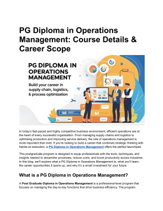 PG Diploma in Operations Management_ Course Details & Career Scope