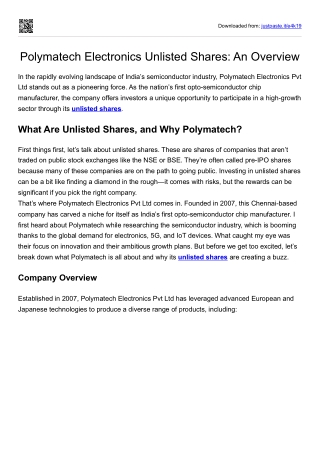 Polymatech Electronics Unlisted Shares: An Overview