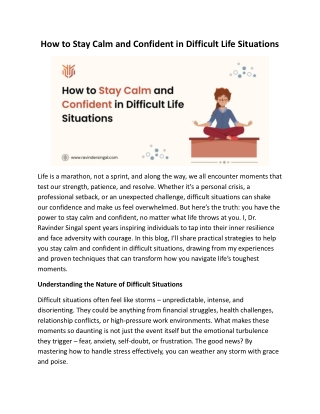 How to Stay Calm and Confident in Difficult Life Situations