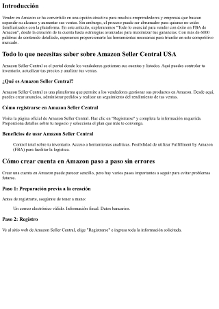 Todo lo esencial para vender con éxito en FBA de Amazon