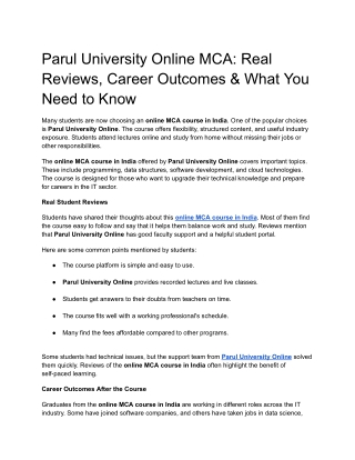 Parul University Online MCA_ Real Reviews, Career Outcomes & What You Need to Know