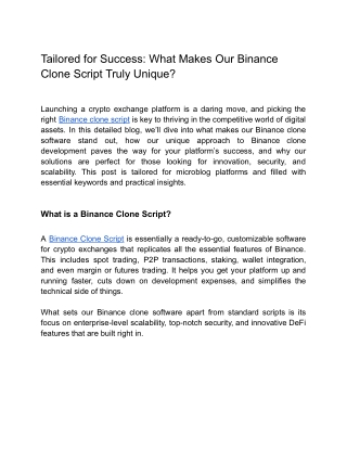 Tailored for Success_ What Makes Our Binance Clone Script Truly Unique