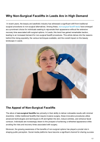 Why Non-Surgical Facelifts in Leeds Are in High Demand