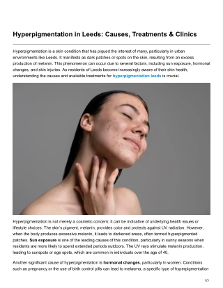 Hyperpigmentation in Leeds Causes, Treatments & Clinics