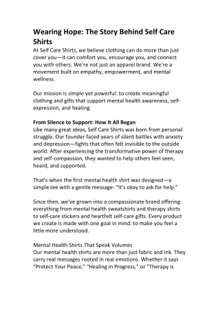Our Story | Mental Health Shirts That Spark Conversation