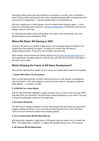 The Future of AR Game Development_ Trends and What to Expect by 2032