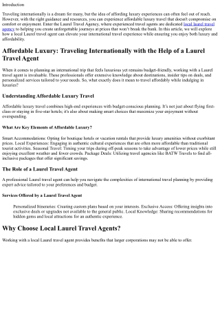 Affordable Luxury: Traveling Internationally with the Help of a Laurel Travel Ag