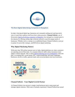 The Best Digital Advertising Companies in Bangalore
