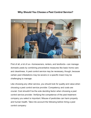 Why Should You Choose a Pest Control Service_