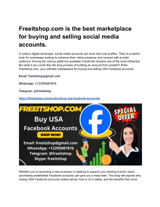 Freeitshop.com is the best marketplace for buying and selling social media accounts.