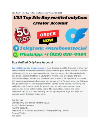 USA Top 77 sites Buy verified onlyfans creator Account in 2025