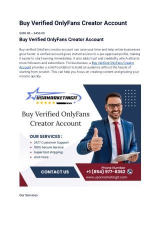 How to avoid scams when Buy Verified OnlyFans Creator Account_