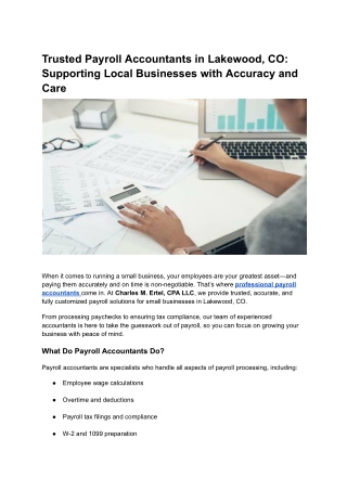 Trusted Payroll Accountants in Lakewood, CO_ Supporting Local Businesses with Accuracy and Care