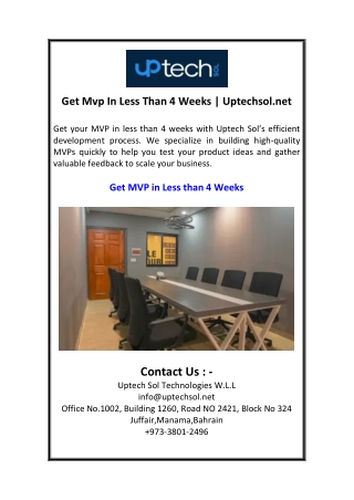 get mvp in less than 4 weeks uptechsol net