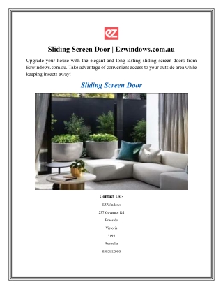 Sliding Screen Door  Ezwindows.com.au