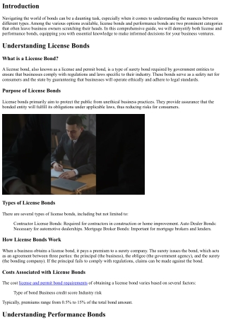 License Bonds vs Performance Bonds: What You Need to Know