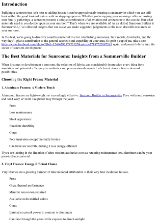 The Best Materials for Sunrooms: Insights from a Summerville Builder