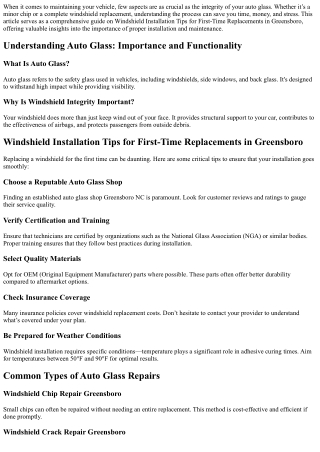 Windshield Installation Tips for First-Time Replacements in Greensboro