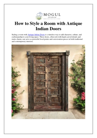How to Style a Room with Antique Indian Doors