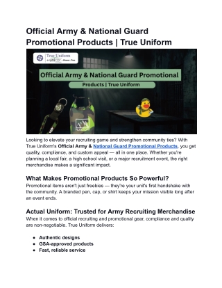 Official Army & National Guard Promotional Products | True Uniform
