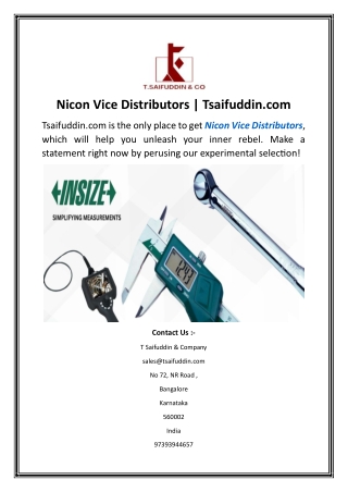 Nicon Vice Distributors Tsaifuddin.com.