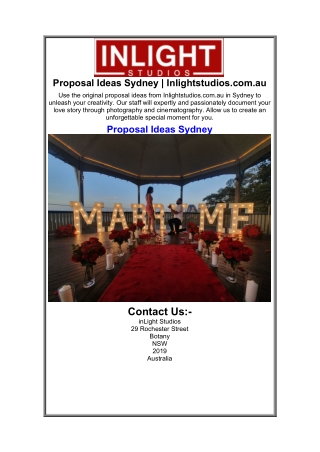Proposal Ideas Sydney  Inlightstudios.com.au.