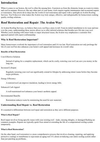 Roof Restoration and Repair: The Avalon Way!